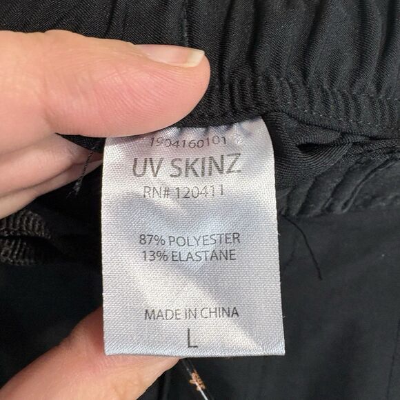 UV Skinz Men's Large Black Board Shorts UPF 50+ Swim Trunks Beach Pool Vacation - Picture 6 of 7